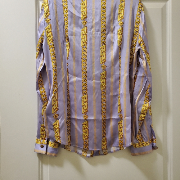 Versace Chain Print Silk-Blend Shirt - Picture 8 of 16
